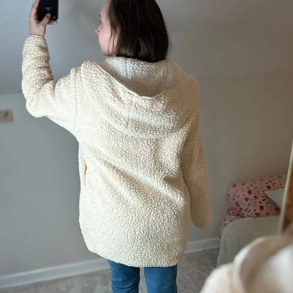 BDG: Cream Sherpa Cardigan Hoodie